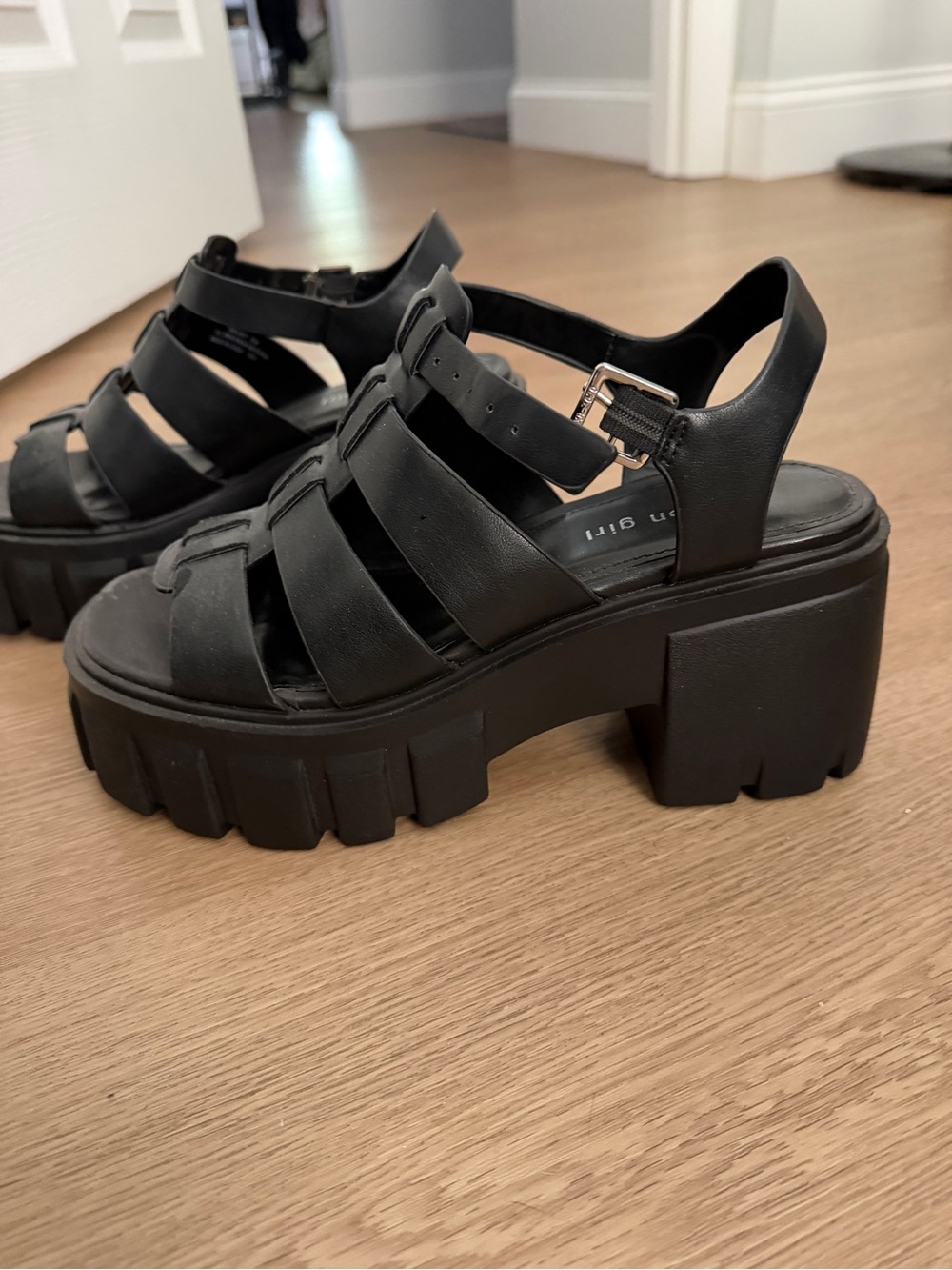 Madden Girl Black Strappy Platform Sandals